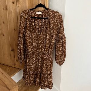 SILK NATALIE MARTIN MAGGIE DRESS W RUCHED WAIST BALLOON SLEEVES